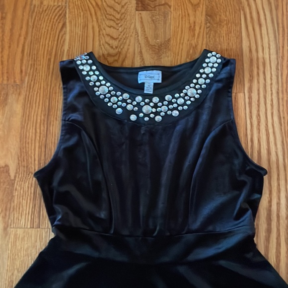 Black velvet dress with silver gems along the neckline!! Disney brand. Worn once - Picture 2 of 4